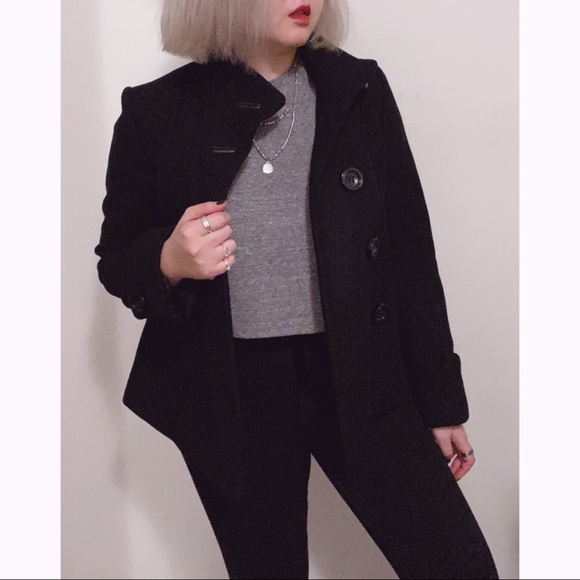 1 Madison Black Wool Blend Coat Jacket XS - Picture 3 of 7